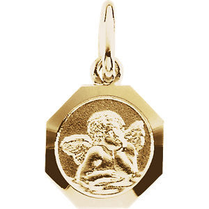 14K Yellow 10mm Angel Pendant