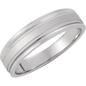 14K White 6mm Tapered Band