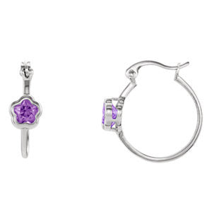 Sterling Silver BFlower™ Purple CZ Dangle Earrings