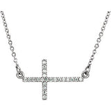 Platinum 1/10 CTW Diamond Sideways Cross 16-18" Necklace