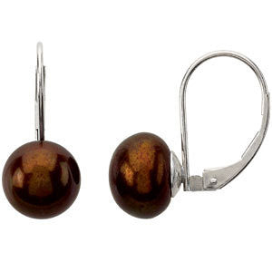 Freshwater Chocolate Pearl Lever Back Earrings