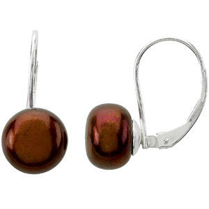 Freshwater Chocolate Pearl Lever Back Earrings