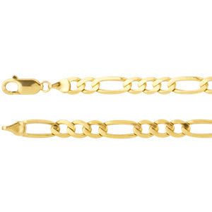 14K Yellow 5.5mm Figaro 7" Chain