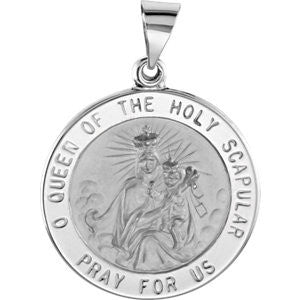 14K White 22mm Round Hollow Scapular Medal