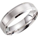 10K White 6mm Lightweight Beveled Band Size 6.5