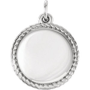 Sterling Silver Engravable Round Rope Pendant