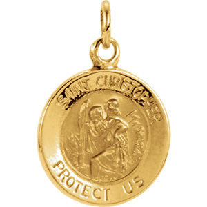 14K Yellow 11.75mm St. Christopher Medal