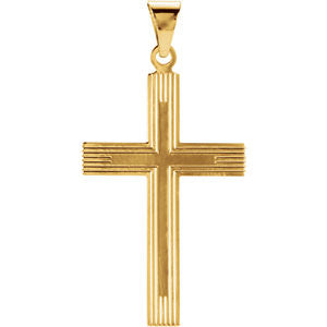 14K Yellow 28x18mm Cross Pendant with Design