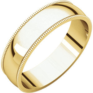 14K Yellow 5mm Light Milgrain Band