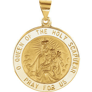 14K Yellow 22mm Round Hollow Scapular Medal