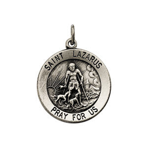 Sterling Silver 18.5 Round St. Lazarus Medal