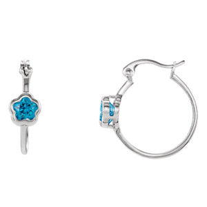 Sterling Silver BFlower™ Blue CZ Dangle Earrings