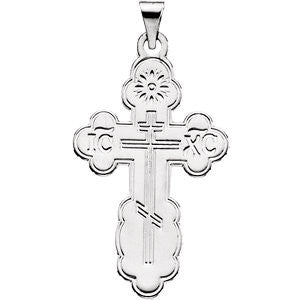 Sterling Silver 32x21mm Orthodox Cross Pendant with Packaging