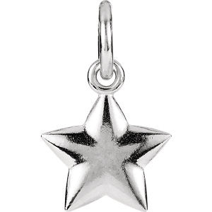 14K White 15.75x9.75mm Puffed Star Charm with Jump Ring