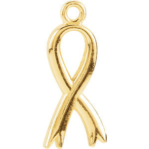 14K Yellow Breast Cancer Awareness Ribbon Charm