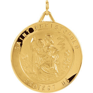 14K Yellow 29mm St. Christopher Medal