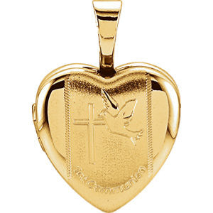 Gold Plated & Sterling Silver First Communion Heart Locket