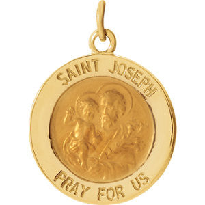 14K Yellow 15mm Round St. Joseph Medal