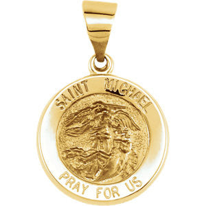 14K Yellow 14.75mm Round Hollow St. Michael Medal