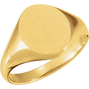 14K Yellow 9.5x11mm Oval Signet Ring