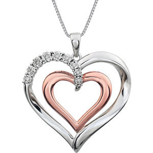 14K Rose Gold-Plated Sterling Silver .06 CTW Diamond Heart 18" Necklace