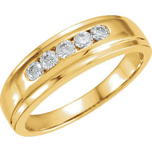 14K Yellow 1-6 CTW Ladies Diamond Band