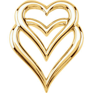 14K Yellow Double Heart Pendant Slide