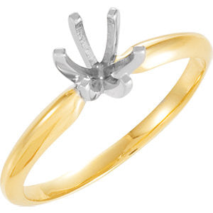 14K Yellow & Platinum 7.8-8.6mm Round 6-Prong Heavy Solitaire Ring Mounting