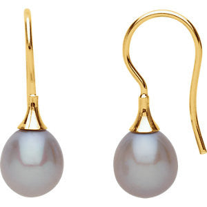 14K Yellow Gray Freshwater Cultured Pearl Earrings