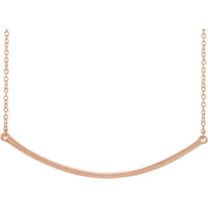 14K Yellow Curved 19.9" Bar Necklace