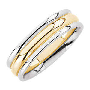 14K White & Yellow 6mm Comfort-Fit Fluted Band Size 6