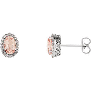 14K White Morganite & 1-5 CTW Diamond Earrings