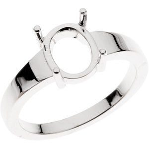 Sterling Silver 14x10mm Oval Solitaire Ring Mounting