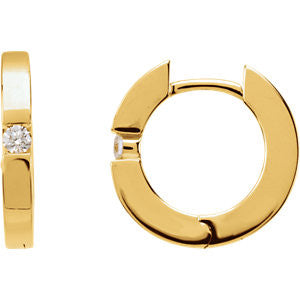 14K Yellow .07 CTW Diamond Hoop Earrings