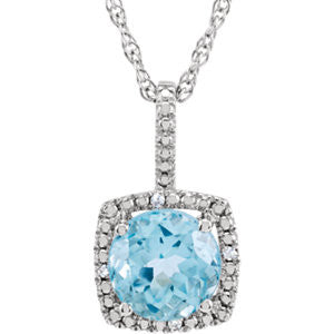 Sterling Silver 7mm Sky Blue Topaz & .015 CTW Diamond 18" Necklace