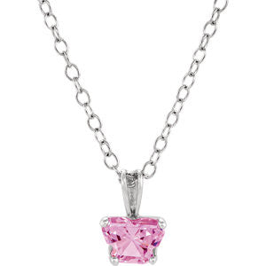 10K White October Birthstone 14" Necklace