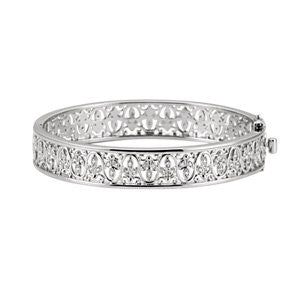 14K White 1-2 CTW Diamond Bangle Bracelet