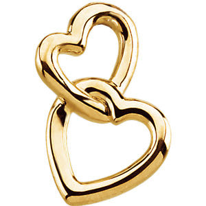 14K Yellow Double Heart Pendant