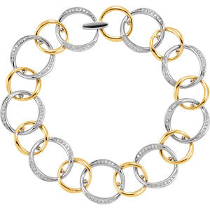 14K White & Yellow 3-4 CTW Diamond Link Bracelet