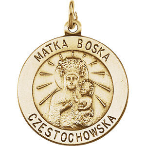 14K Yellow 18.25 Round Matka Boska Medal