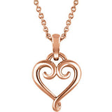 14K Yellow Fancy Heart 16-18" Necklace