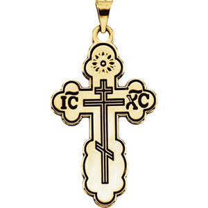 14K Yellow 26x17mm Orthodox Cross Pendant