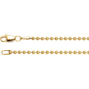 14K White 1.8m Hollow Bead 16" Chain