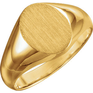 14K Yellow 10x8mm Oval Signet Ring