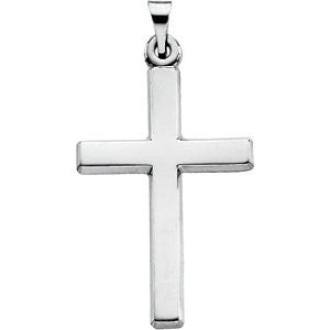 14K White 24.5x16.5mm Cross Pendant