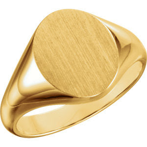 14K Yellow 11x9.5mm Oval Signet Ring