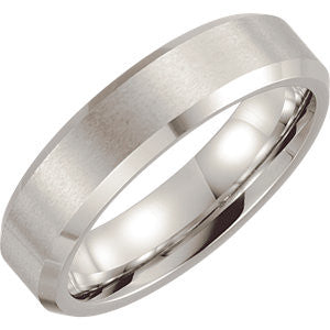 Cobalt 6mm Satin Finish Beveled Band Size 8