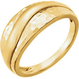 14K White Hammered Wrap Ring