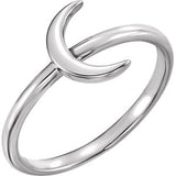 14K White Crescent Ring