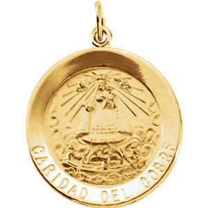 14K Yellow 25mm Round Caridad del Cobre Medal